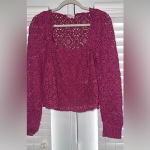 Sézane pink guipare lace